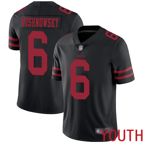 San Francisco 49ers Limited Black Youth Mitch Wishnowsky Alternate NFL Jersey #6 Vapor Untouchable->youth nfl jersey->Youth Jersey